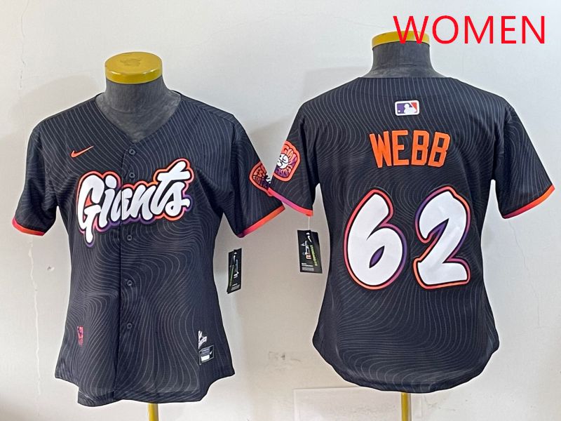 Women San Francisco Giants #62 Webb Black Joint Name Nike 2025 MLB Jersey style 1->women mlb jersey->Women Jersey